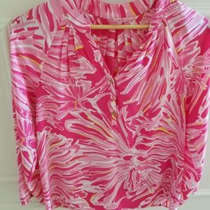 Lily Pulitzer pink silk blouse xs